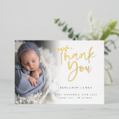 Photo Boy Merci Faire-part de naissance Foil Card (Debout devant)
