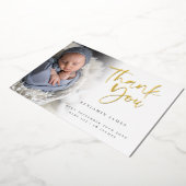 Photo Boy Merci Faire-part de naissance Foil Card (Rotation)