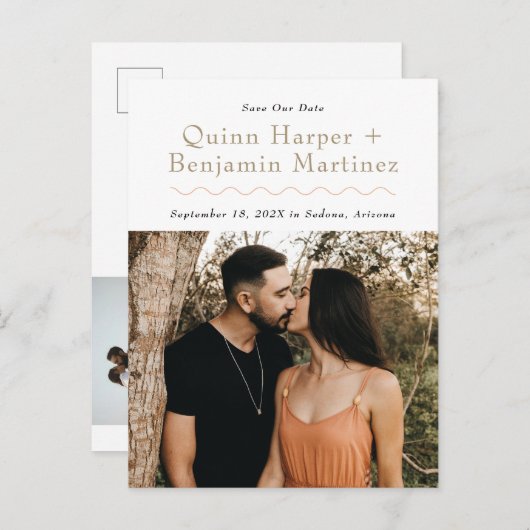 Photo branchée Wave Enregistrer la date Carte post (Devant / Derrière)