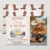 Photo Brown Widest One In The West 1st Birthday Kaart (Voorkant / Achterkant)