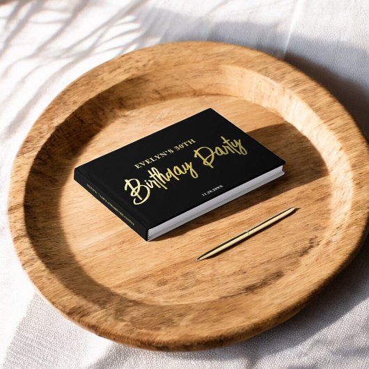 Photo Brush Script Elégant Noir Anniversaire