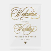 Photo calligraphie chic or mariage accueil (Recto)