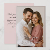 Photo & Calligraphy Minimalist Blush Bedankkaart (Voorkant / Achterkant)
