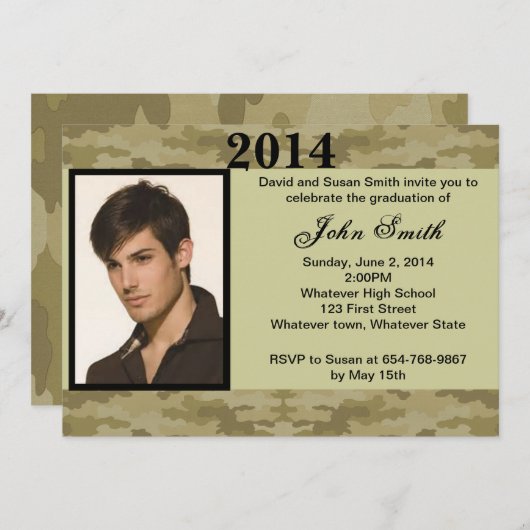 Photo Camouflage Graduation Invitation (Devant / Derrière)