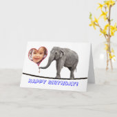 Photo Carte Anniversaire, funambule éléphant march (Fleur jaune)