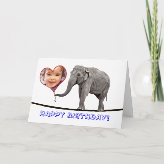 Photo Carte Anniversaire, funambule éléphant march (Devant)