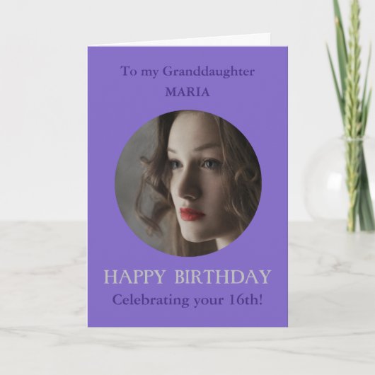 Photo Carte Anniversaire Petite-fille, 16 ans ou A (Devant)