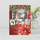 Photo Carte Christmas String Lights Gold Stars (Debout devant)