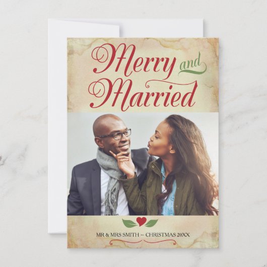 Photo Carte de Noël, Joyeux et Marié (Devant)