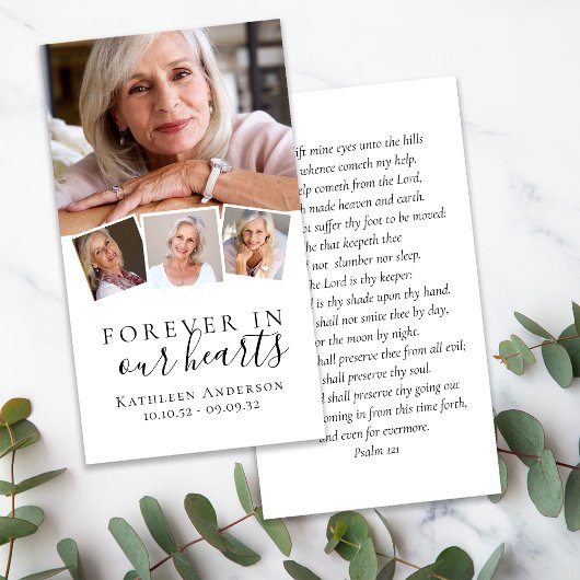 Photo carte de prière funéraire pour toujours dans