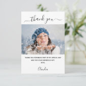 Photo carte de remerciements blanc (Debout devant)