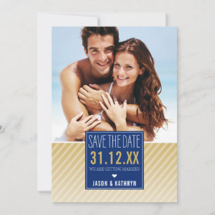 PHOTO CARTE DE SAVE THE DATE ombré rayure angulair