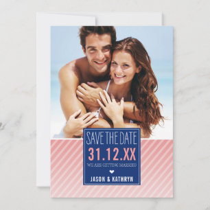 PHOTO CARTE DE SAVE THE DATE ombré rayure en biais