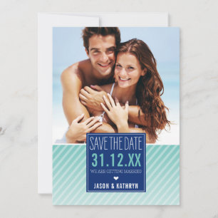 PHOTO CARTE DE SAVE THE DATE ombré rayure oblique