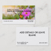 Photo Carte de visite de fleurs de jardin papillon (Devant / Derrière)