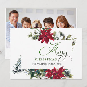 PHOTO Carte de vœux de Noël élégante au poinsettia