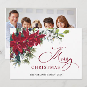 PHOTO Carte de vœux de Noël élégante au poinsettia