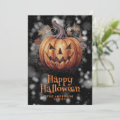 Photo Carte Halloween Éffrayant Citrouille Happy (Debout devant)