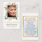 Photo Cartes de prière Célébration commémorative d (Devant / Derrière)