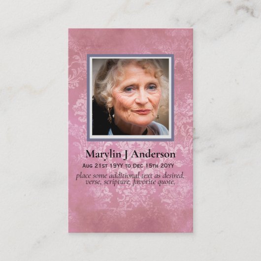 Photo Cartes de prière Célébration commémorative d (Devant)