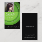 Photo - cartes de visite verts de professionnel de (Devant / Derrière)