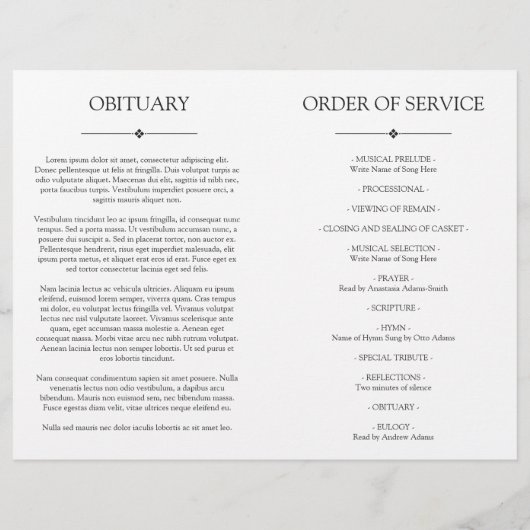 Photo Célébration minimale de la vie Programme fun (Dos)