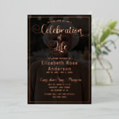 Photo Celebration of Life RoseGold Foil Invitation (Debout devant)