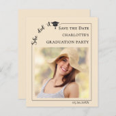 Photo Champagne Graduation Save the Date card (Voorkant / Achterkant)