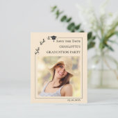 Photo Champagne Graduation Save the Date card (Staand voorkant)