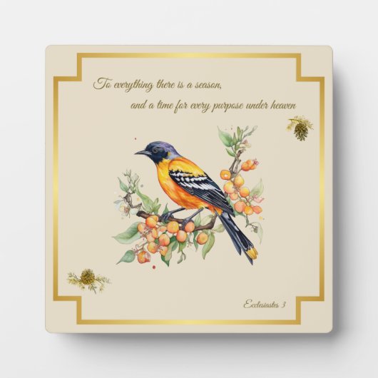 Photo Chanson Oiseau Oriole Plaque Ecclesiastes 3 (Devant)