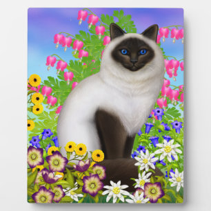 Photo Chat Birman Ragdoll en Plaque Fleurs