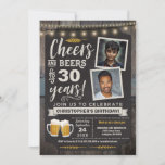 Photo Cheers and Beers 30th Birthday Invitation<br><div class="desc">Surprise Cheers and Beers 30th Birthday Photo Invitation avec plateau de craie et lettrage avec l'âge personnalisable et zones photo.</div>