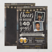 Photo Cheers and Beers 40th Birthday Invitation (Devant / Derrière)