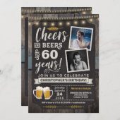 Photo Cheers and Beers 60th Birthday Invitation (Devant / Derrière)
