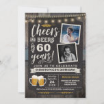 Photo Cheers and Beers 60th Birthday Invitation<br><div class="desc">Surprise Cheers and Beers 60th Birthday Photo Invitation avec plateau de craie et lettrage avec l'âge personnalisable et zones photo.</div>