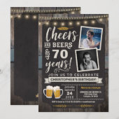 Photo Cheers and Beers 70th Birthday Invitation (Devant / Derrière)