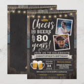 Photo Cheers and Beers 80th Birthday Invitation (Devant / Derrière)