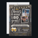 Photo Cheers and Beers 80th Birthday Invitation<br><div class="desc">Surprise Cheers and Beers 80th Birthday Photo Invitation avec plateau de craie et lettrage avec l'âge personnalisable et zones photo.</div>