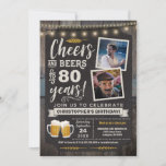 Photo Cheers and Beers 80th Birthday Invitation<br><div class="desc">Surprise Cheers and Beers 80th Birthday Photo Invitation avec plateau de craie et lettrage avec l'âge personnalisable et zones photo.</div>