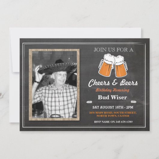 PHOTO CHEERS & BEERS Anniversaire Invitation (Devant)