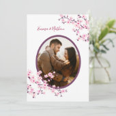 Photo Cherry Blossom Pink White Wedding Kaart (Staand voorkant)