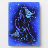 Photo Cheval Courir À Blue Starry Night Plaque Cadeau (Devant)
