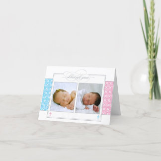 Photo Christening Carte de remerciements | Jumeaux