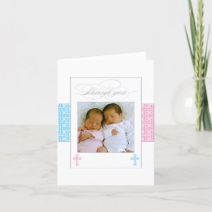 Photo Christening Carte de remerciements Jumeaux