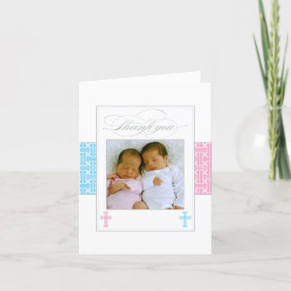 Photo Christening Carte de remerciements | Jumeaux