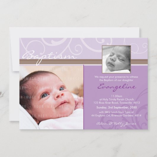 PHOTO CHRISTENING INVITATIONS :: caritatif 7L (Devant)