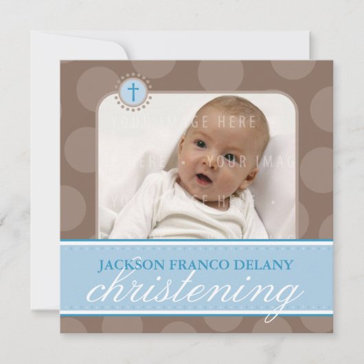 PHOTO CHRISTENING INVITATIONS :: polkadot 2SQ (Devant)