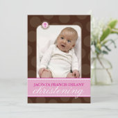 PHOTO CHRISTENING INVITATIONS :: polkadot 3P (Debout devant)