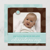PHOTO CHRISTENING INVITATIONS :: polkadot 5SQ (Devant / Derrière)