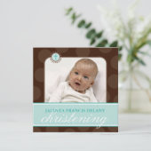 PHOTO CHRISTENING INVITATIONS :: polkadot 5SQ (Debout devant)